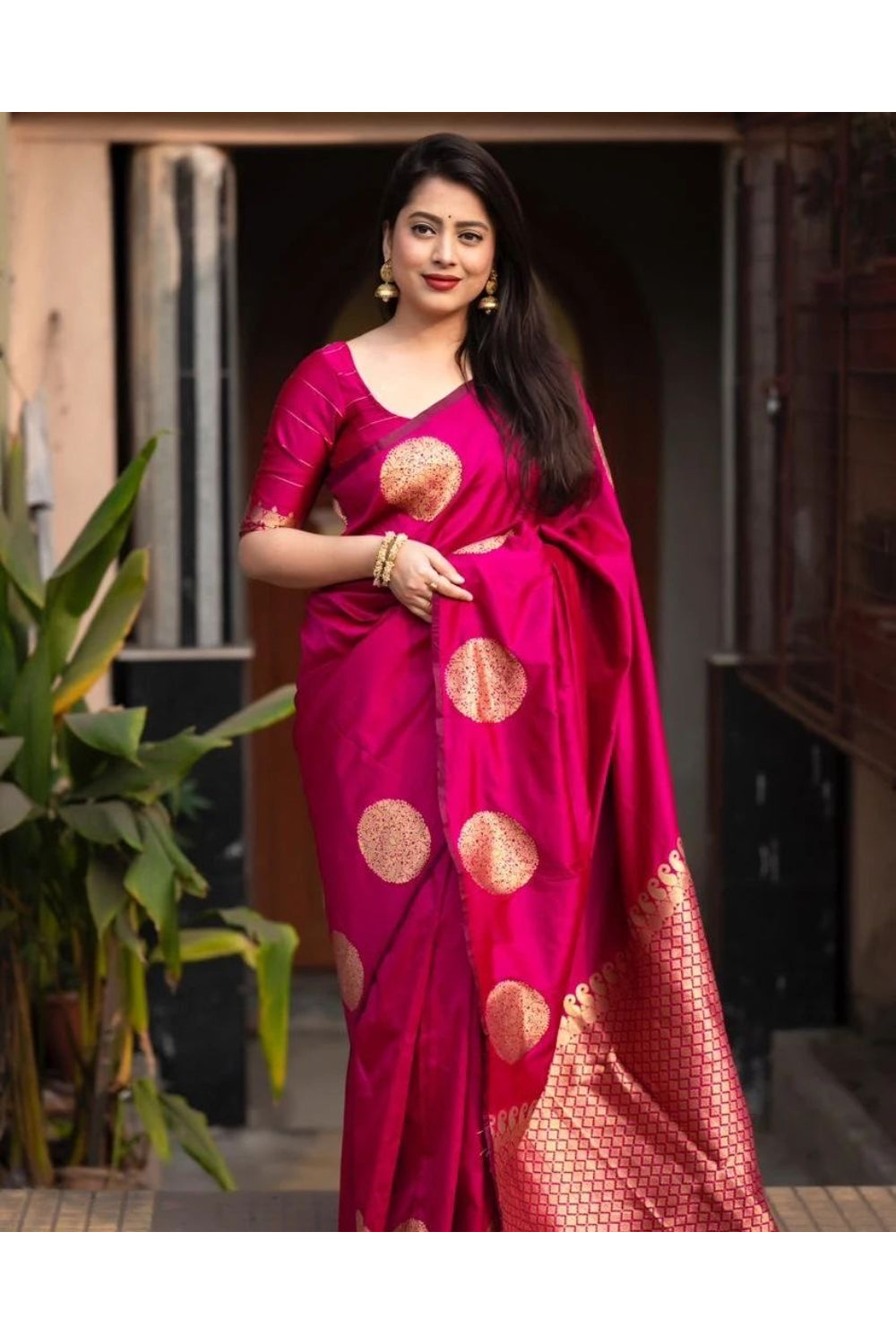 Pink Kanjivaram Silk Saree with Blouse