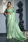 Latest Green Colour Satin Silk Saree