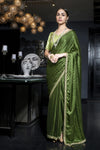 Dark Green Colour Satin Silk Saree