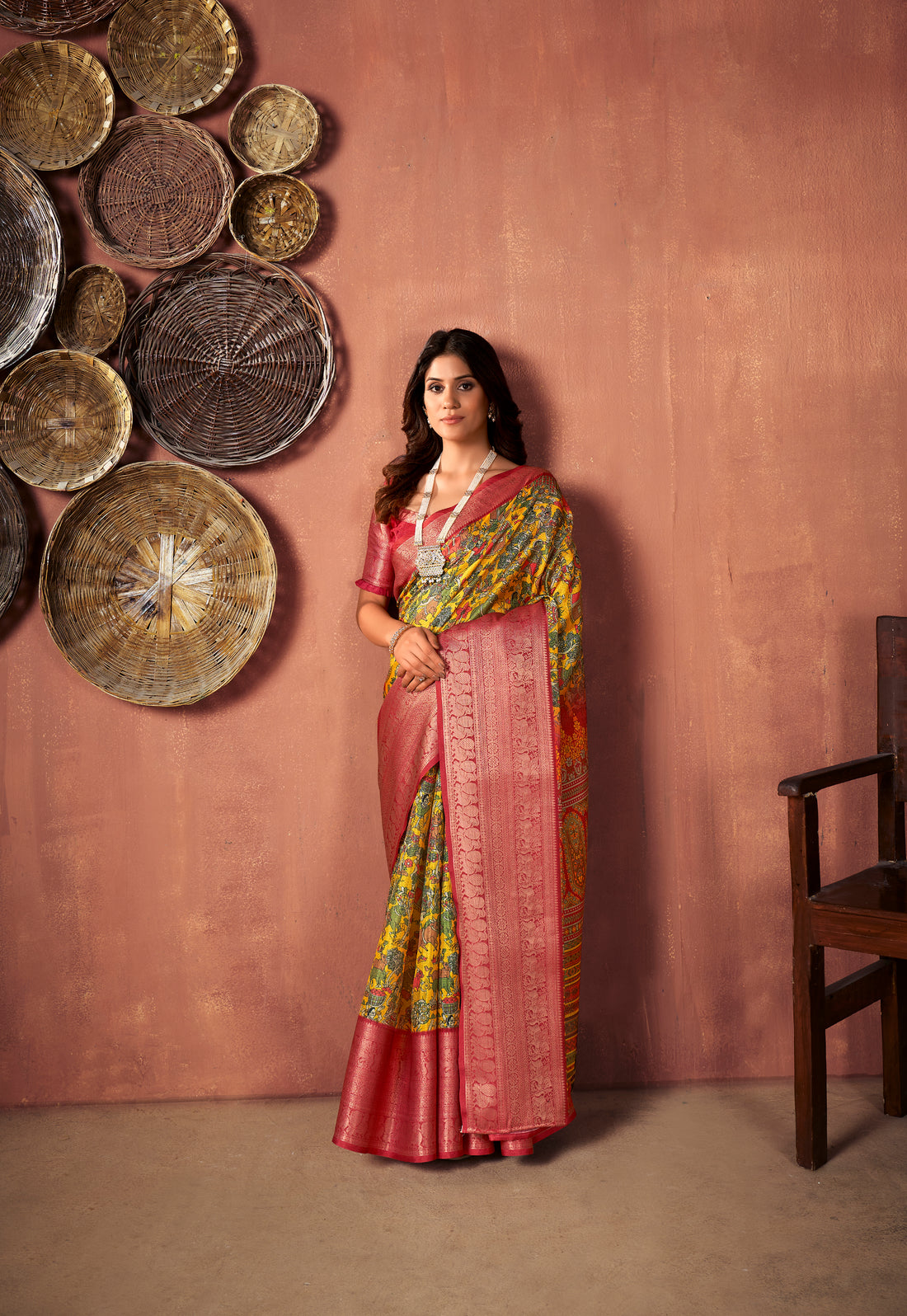 Multicolor Cotton Digital Printed Saree