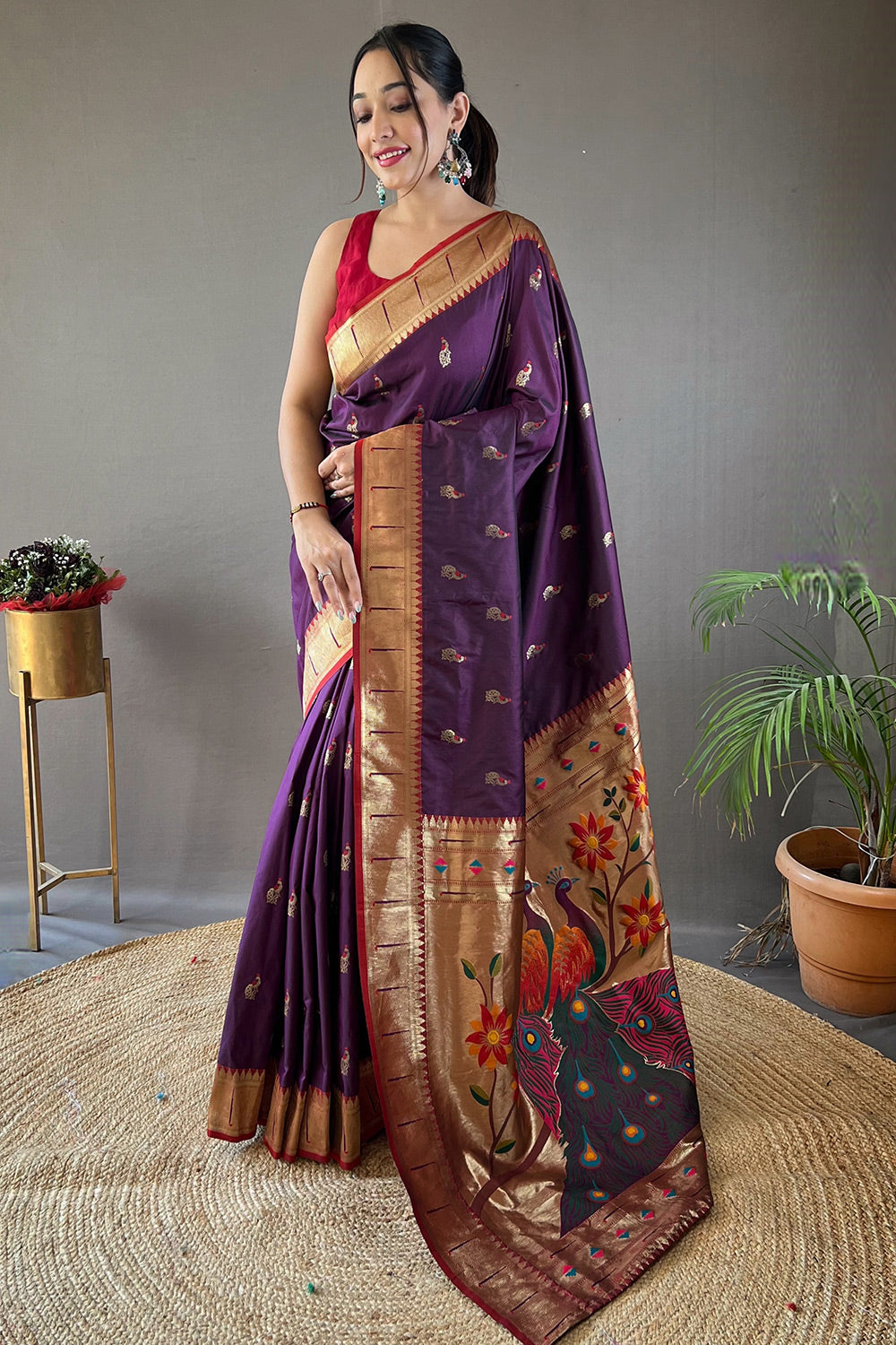 Dark Purple Colour Paithani Silk Zari Weaving Saree