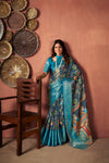 Blue Colour Cotton Digital Printed Saree