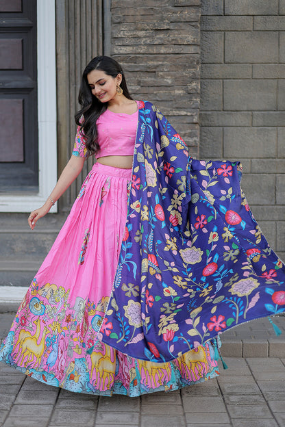 Beautiful Pink Dola Silk With Rich Designer Printed Lehenga Choli