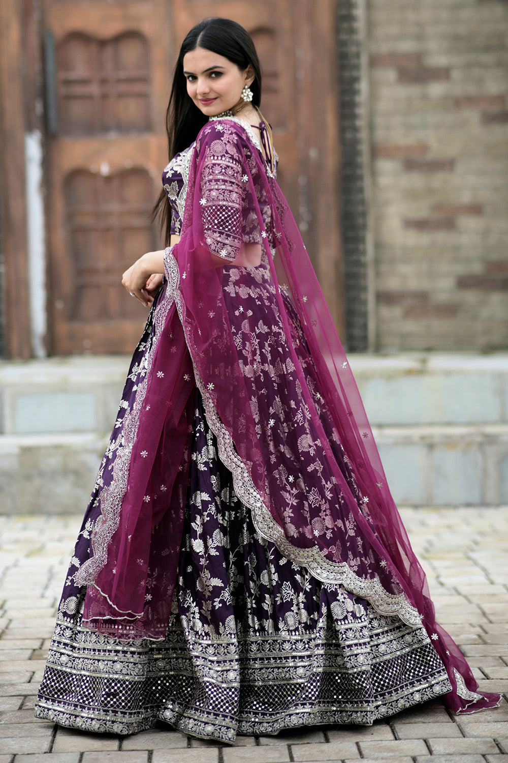 Designer Purple Dyeable Viscose Jacquard Lehenga Choli