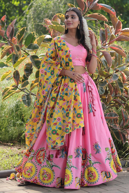 Pink Dola Silk With Rich Designer Printed Lehenga Choli