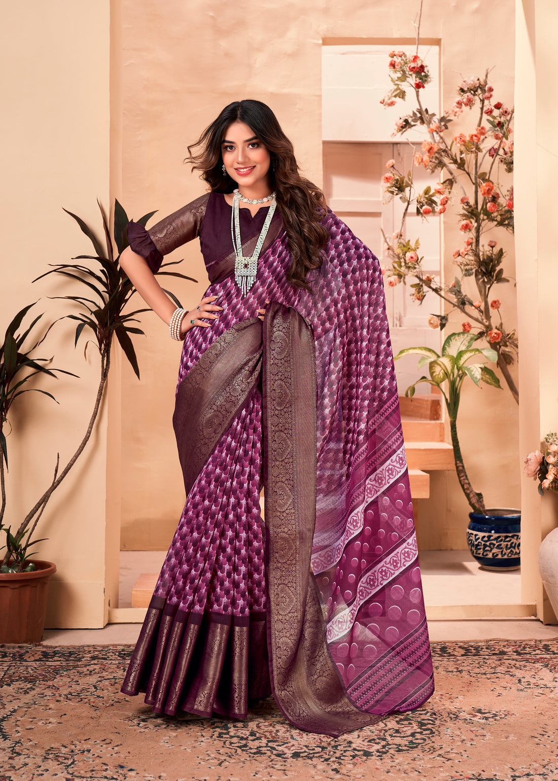 Purple Colour Soft Cotton Saree With Weaving Jaquard Border