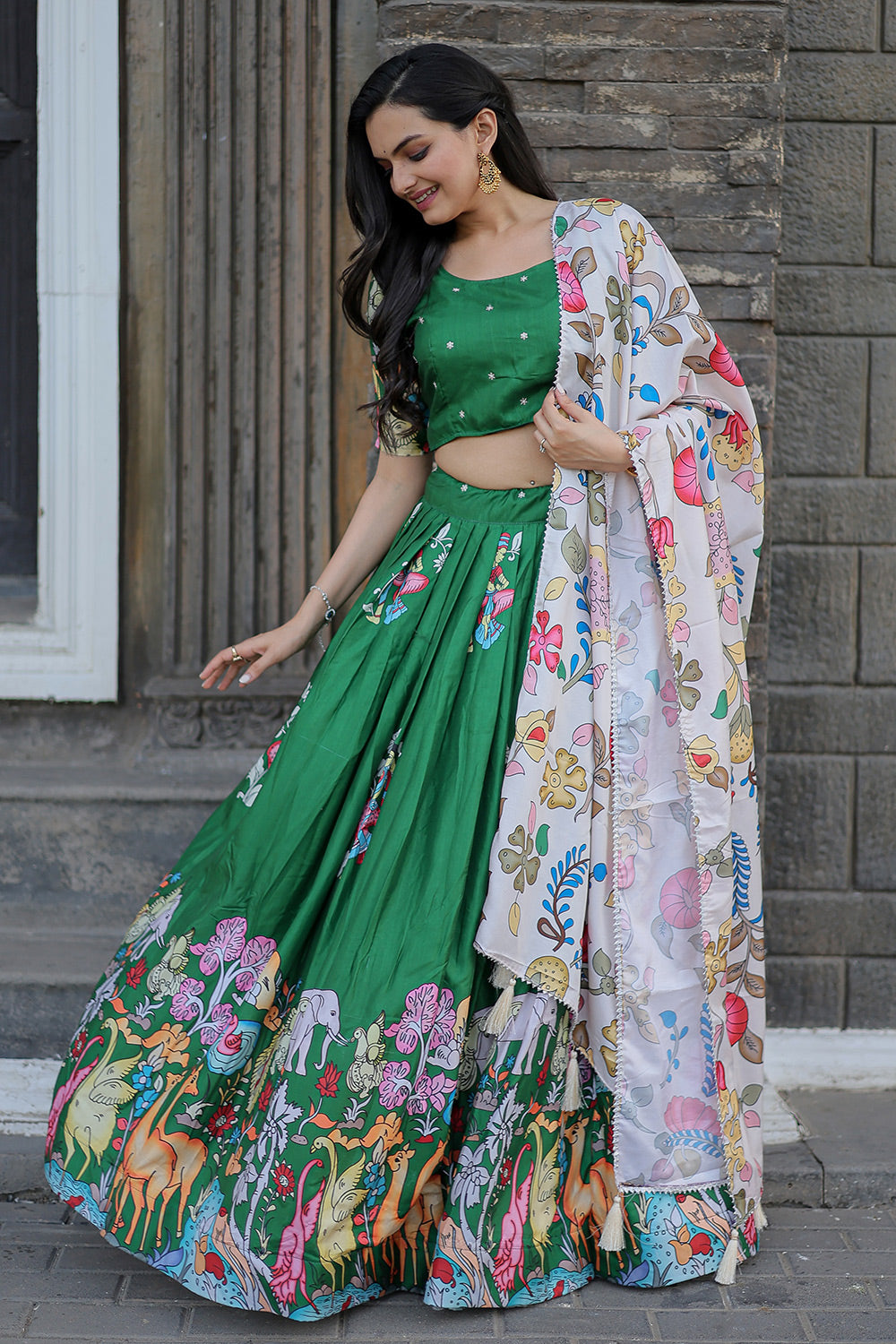 Green Dola Silk With Rich Designer Printed  Lehenga Choli