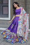 Purple Dola Silk With Printed Lehenga Choli
