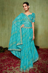 Classic Sky Blue Colour Chiffon Bandhani Saree