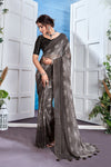 Grey Colour Georgette Weaving Saree