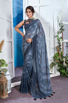 Blue Colour Georgette Weaving Saree With Tassels