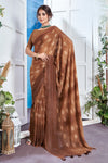 Brown Colour Georgette Weaving Saree With Tassels