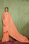 Peach Colour Chiffon Bandhani Saree