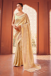 Cream Woven Kanjivaram Wedding Saree With Blouse