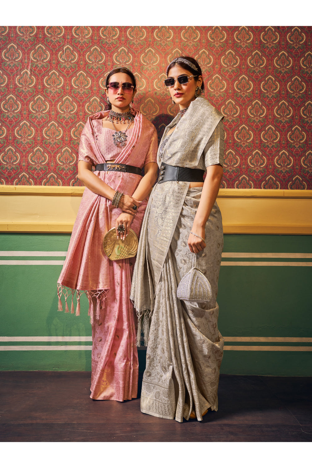 Stylish Grey Colour Handloom Weaving Saree