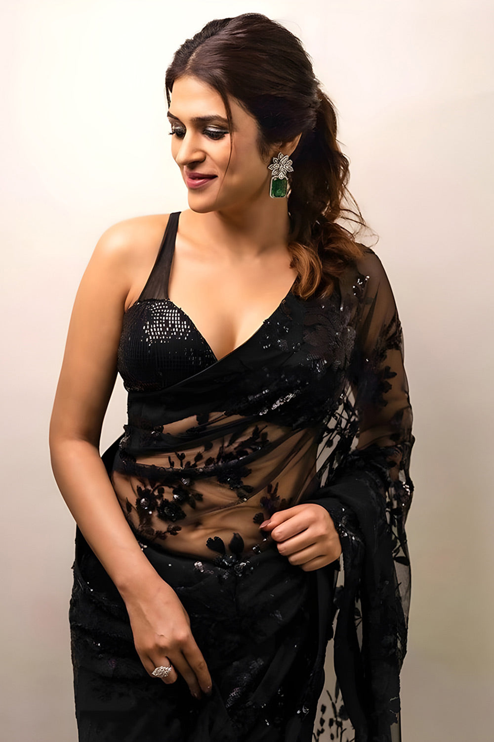 Black Georgette Saree With Sequance Work