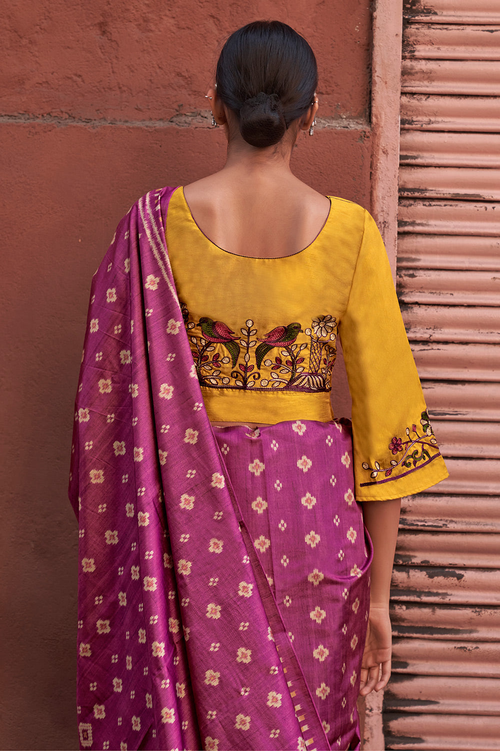 Pink Silk Saree With Printed Work