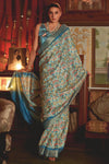 Sky Blue Banarasi Silk Saree With Printed Work
