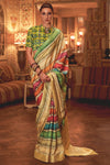 Multi Colour Banarasi Silk Saree With Printed Work