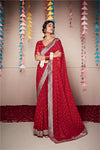 Beautiful Red Colour Georgette Weaving Saree