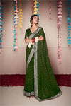 Dark Green Colour Georgette Weaving Saree