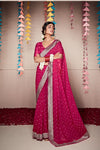 Pink Colour Georgette Weaving Saree With Embroidery Work Blouse