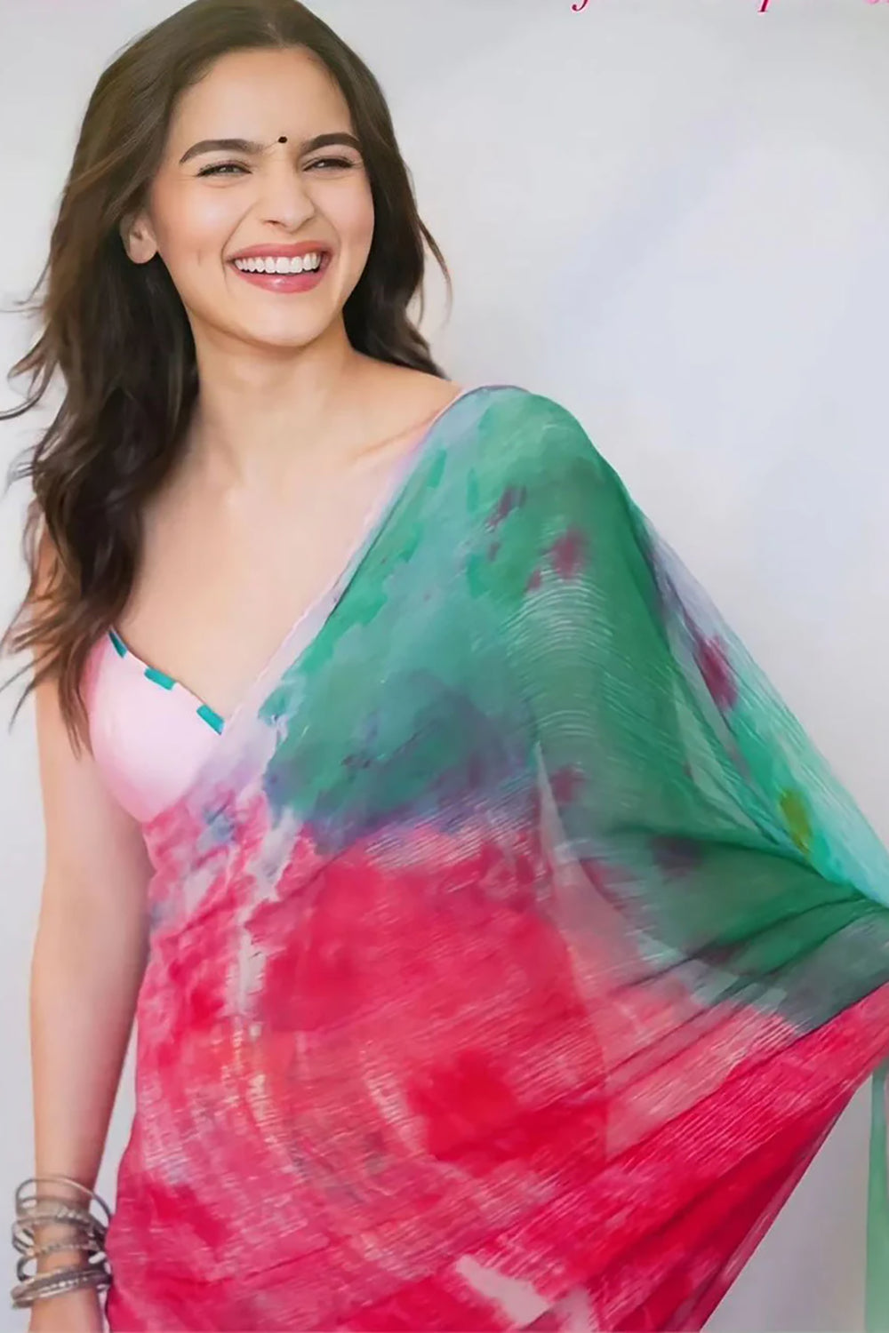 Alia Bhatt Soft Georgette Multicolored Saree