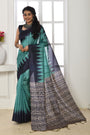 Aqua Blue Tussar Silk Saree With Printed Work