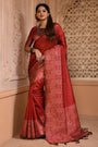 Red Handloom Silk Saree With Weaving Work