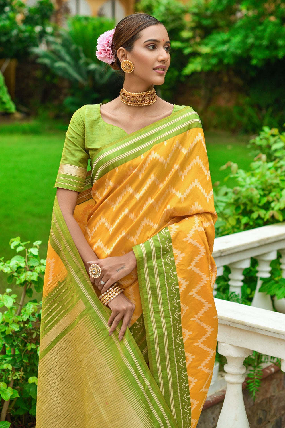 Yellow Silk Saree With Zari Weaving Work