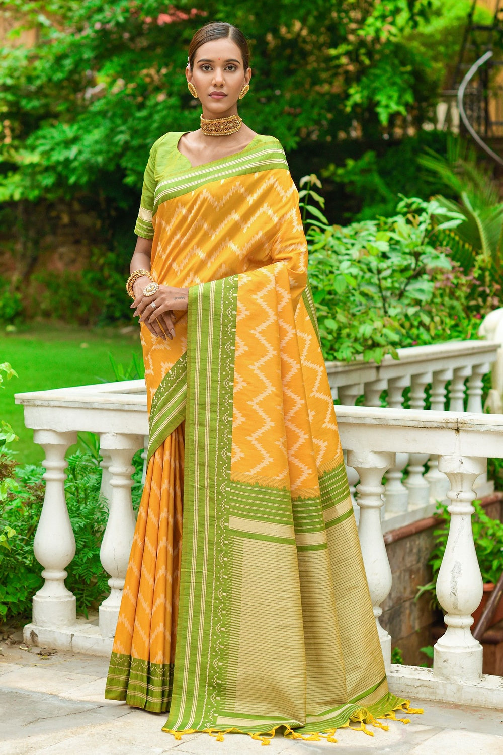 Yellow Silk Saree With Zari Weaving Work