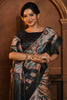 Cream & Black Tussar Silk Saree With Kalamkari Printed Work