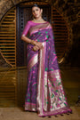Purple Paithani Saree With Zari Weaving Work