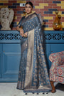 Gray Banarasi Silk Saree With Zari Weaving Work