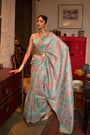 Sea Green Soft Silk Saree With Floral Weaving Pattern