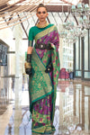 Green & Pink Handloom Weaving Soft Silk Saree