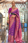 Purple Handloom Weaving Soft Silk Saree