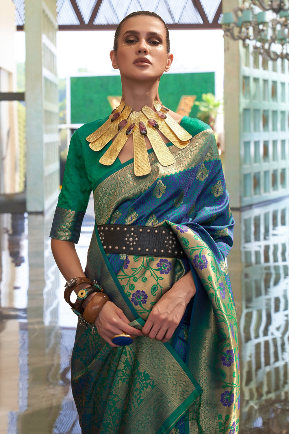 Rama Green Handloom Weaving Soft Silk Saree