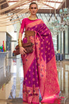 Rani Pink Handloom Weaving Soft Silk Saree
