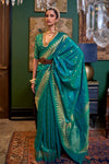 Rama Blue Handloom Weaving Soft Silk Saree
