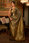 Lindworm Kanjivaram Silk Saree With Handloom Weaving Work