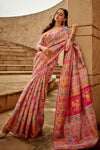 Baby Pink Kashmiri Silk & Handloom Saree With Weaving Work