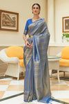 Blue Kanjivaram Handloom Weaving Saree