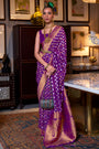 Purple Soft Silk Saree With Copper Zari Weaving Work