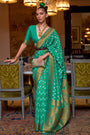 Sea Green Soft Silk Saree With Copper Zari Weaving Work