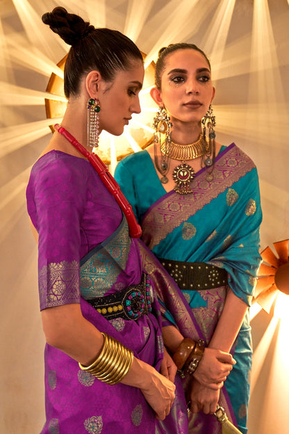 Purple Soft Silk Handloom Weaving Saree