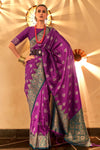 Purple Soft Silk Handloom Weaving Saree