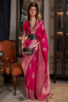 Dark Pink Soft Silk Saree With Weaving Work