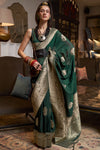 Green Georgette Saree With Weaving Work