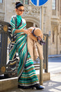 Tiffany Blue Satin Crepe Saree